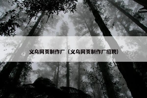 义乌网页制作厂（义乌网页制作厂招聘）