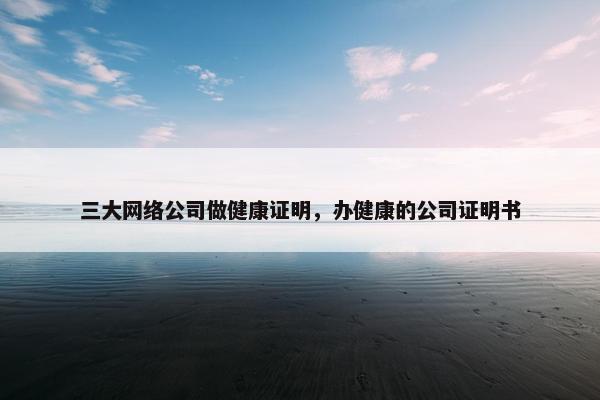 三大网络公司做健康证明，办健康的公司证明书