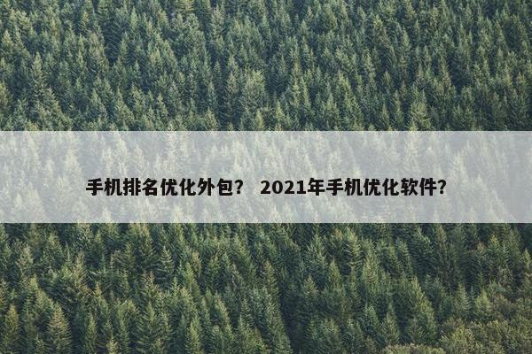 手机排名优化外包？ 2021年手机优化软件？