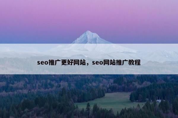 seo推广更好网站，seo网站推广教程