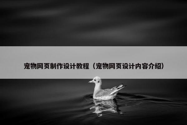 宠物网页制作设计教程（宠物网页设计内容介绍）