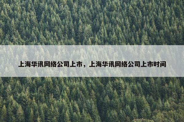 上海华讯网络公司上市，上海华讯网络公司上市时间