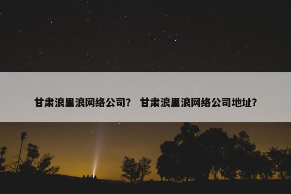 甘肃浪里浪网络公司？ 甘肃浪里浪网络公司地址？