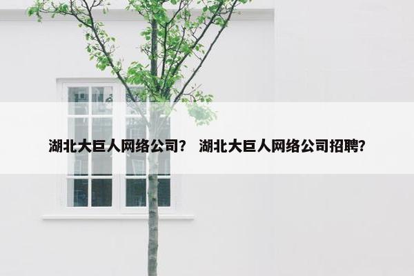 湖北大巨人网络公司？ 湖北大巨人网络公司招聘？