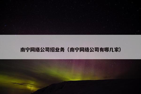 南宁网络公司招业务（南宁网络公司有哪几家）