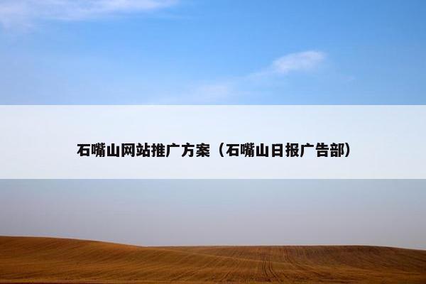 石嘴山网站推广方案（石嘴山日报广告部）