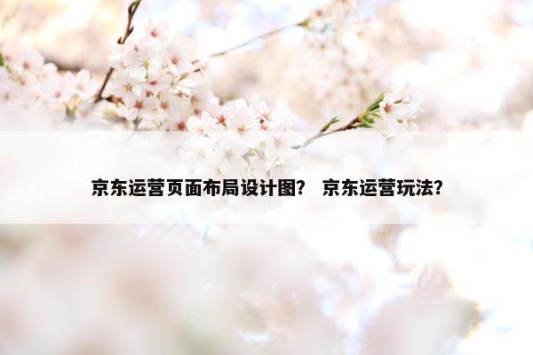 京东运营页面布局设计图？ 京东运营玩法？