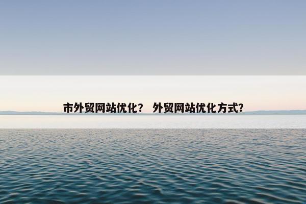 市外贸网站优化？ 外贸网站优化方式？