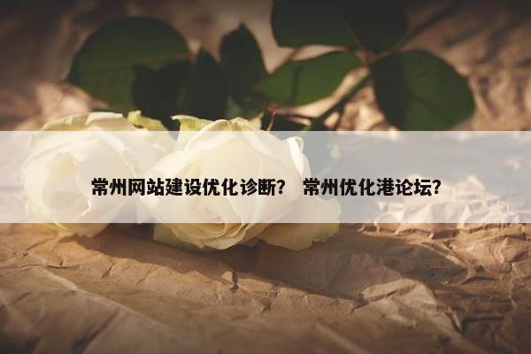 常州网站建设优化诊断？ 常州优化港论坛？