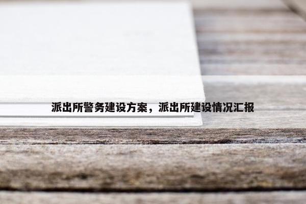 派出所警务建设方案，派出所建设情况汇报