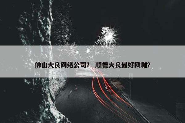 佛山大良网络公司？ 顺德大良最好网咖？