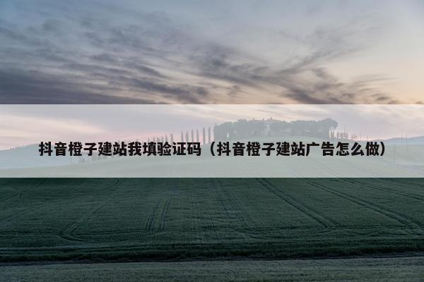 抖音橙子建站我填验证码（抖音橙子建站广告怎么做）