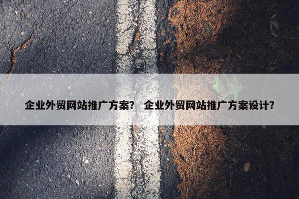 企业外贸网站推广方案？ 企业外贸网站推广方案设计？