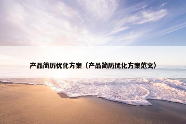 产品简历优化方案（产品简历优化方案范文）