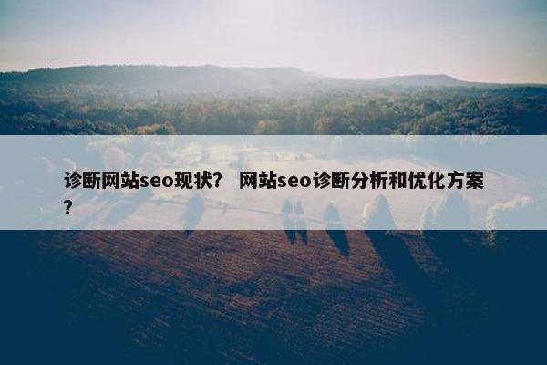 诊断网站seo现状？ 网站seo诊断分析和优化方案？