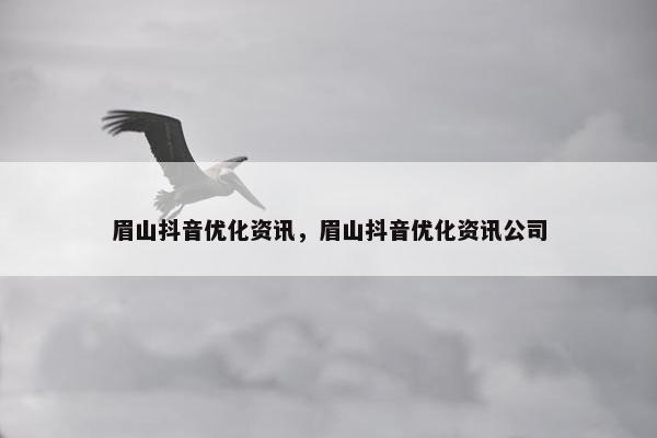 眉山抖音优化资讯，眉山抖音优化资讯公司