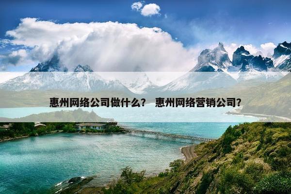 惠州网络公司做什么？ 惠州网络营销公司？