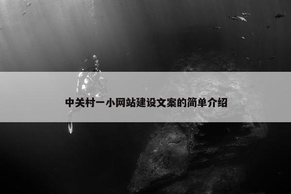 中关村一小网站建设文案的简单介绍