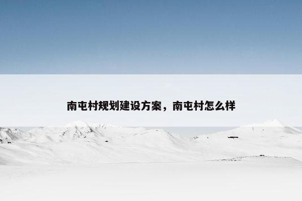 南屯村规划建设方案，南屯村怎么样