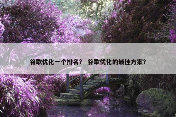 谷歌优化一个排名？ 谷歌优化的最佳方案？