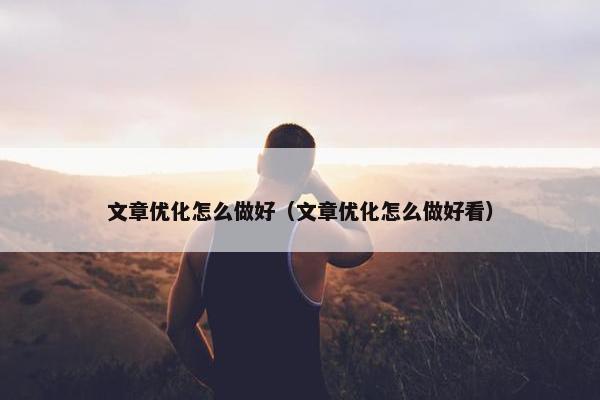 文章优化怎么做好（文章优化怎么做好看）