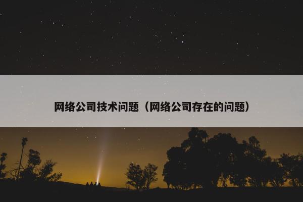 网络公司技术问题（网络公司存在的问题）