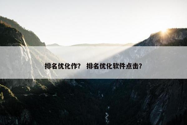 排名优化作？ 排名优化软件点击？