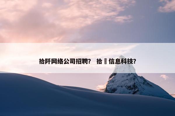 拾阡网络公司招聘？ 拾菋信息科技？