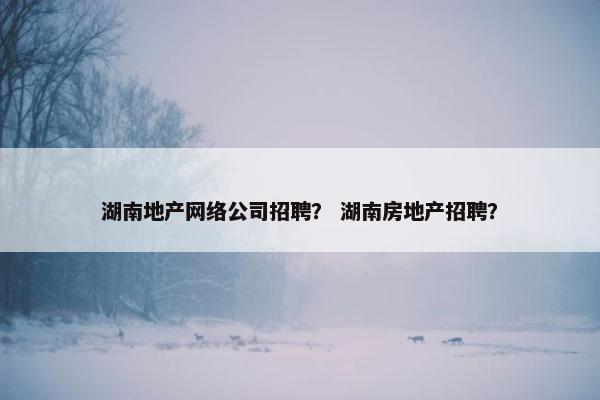 湖南地产网络公司招聘？ 湖南房地产招聘？