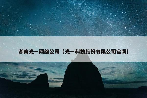 湖南光一网络公司（光一科技股份有限公司官网）