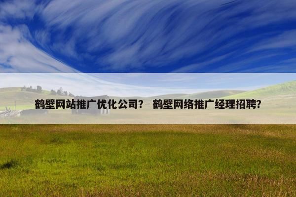 鹤壁网站推广优化公司？ 鹤壁网络推广经理招聘？