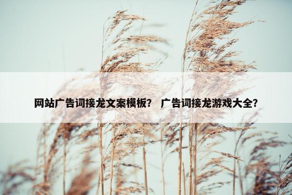 网站广告词接龙文案模板？ 广告词接龙游戏大全？
