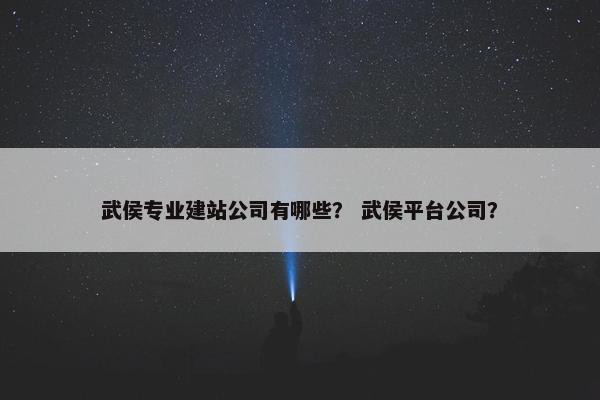武侯专业建站公司有哪些？ 武侯平台公司？