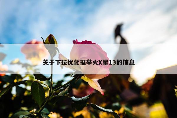关于下拉优化推举火X星13的信息