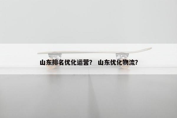 山东排名优化运营？ 山东优化物流？