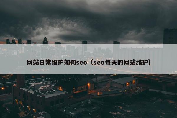 网站日常维护如何seo（seo每天的网站维护）