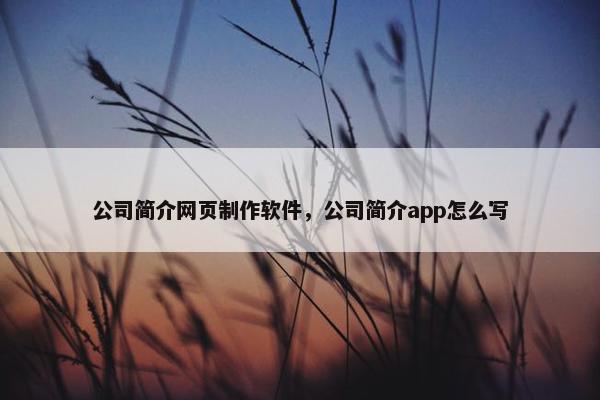公司简介网页制作软件，公司简介app怎么写