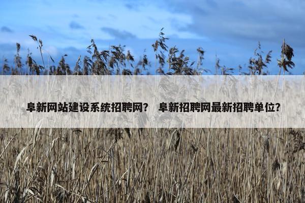 阜新网站建设系统招聘网？ 阜新招聘网最新招聘单位？