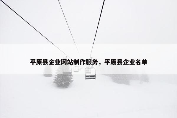 平原县企业网站制作服务，平原县企业名单