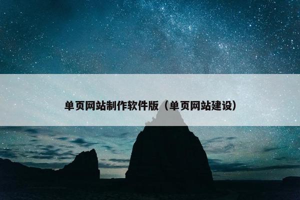 单页网站制作软件版（单页网站建设）