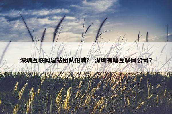 深圳互联网建站团队招聘？ 深圳有啥互联网公司？