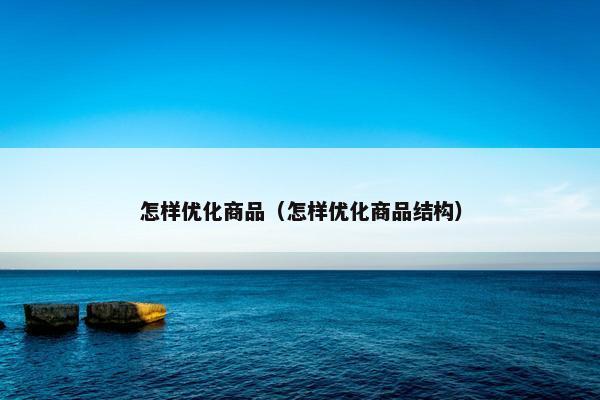 怎样优化商品（怎样优化商品结构）