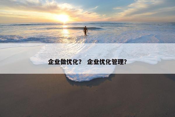 企业做优化？ 企业优化管理？