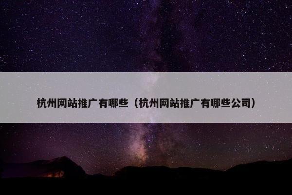 杭州网站推广有哪些（杭州网站推广有哪些公司）