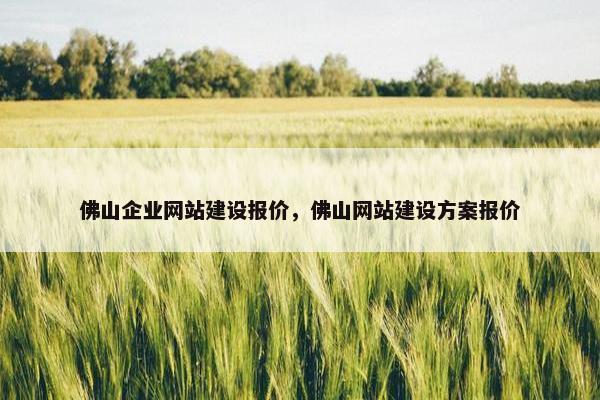 佛山企业网站建设报价，佛山网站建设方案报价