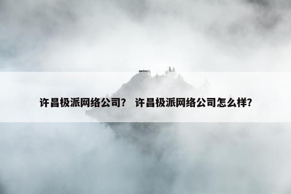 许昌极派网络公司？ 许昌极派网络公司怎么样？