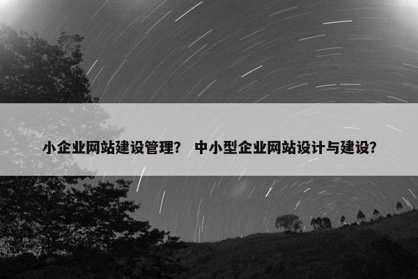 小企业网站建设管理？ 中小型企业网站设计与建设？