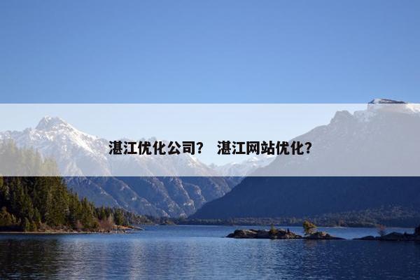 湛江优化公司？ 湛江网站优化？