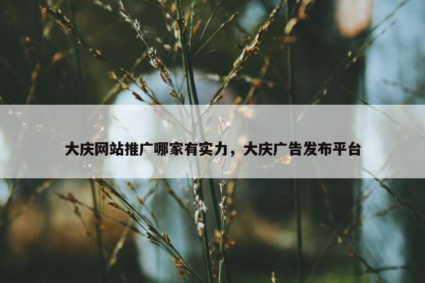 大庆网站推广哪家有实力，大庆广告发布平台