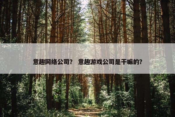 意趣网络公司？ 意趣游戏公司是干嘛的？